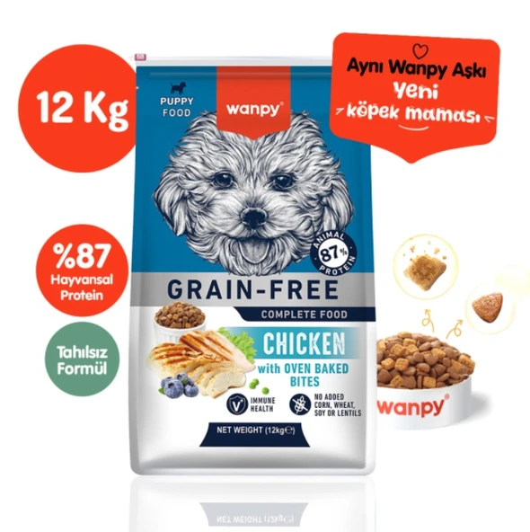 Wanpy Tahılsız Puppy Tavuklu Yavru Köpek Maması 12 kg ürün görseli 1