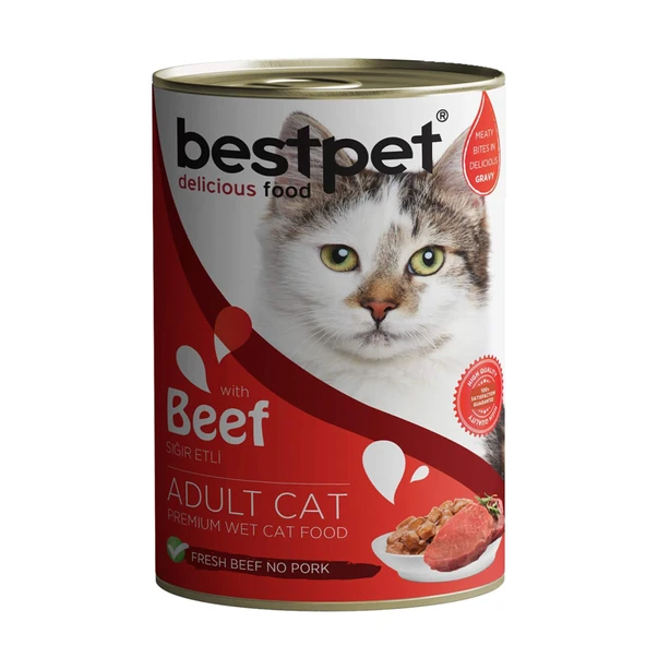 Bestpet Sığır Etli Yetişkin Kedi Konserve 400 G (6'li Paket) ürün görseli 1
