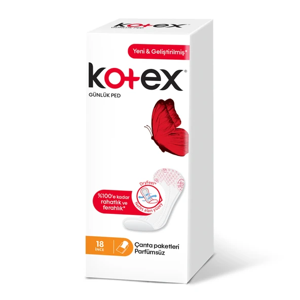 Kotex İnce Günlük Parfümsüz 18'li (7'li Paket) ürün görseli 1