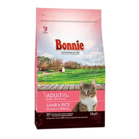 Bonnie Adult Kuzu Etli Pirinçli  Kedi Maması 1,5 Kg (7'li Paket) ürün görseli 1