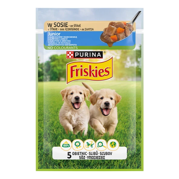 Friskies Junior Tavuk & Havuçlu Köpek Yaş Maması 85 G (8'li Paket) ürün görseli 1
