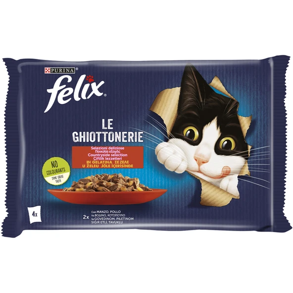 Felix Sığır Etli ve Tavuklu Yaş Kedi Maması 4 x 85 G (8'li Paket) ürün görseli 1