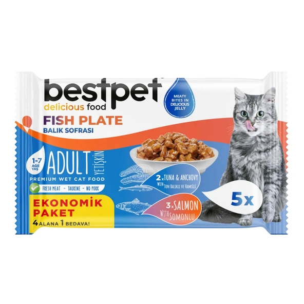 Bestpet Delicious Ton Balığı & Hamsili Kedi Maması 425 G (7'li Paket) ürün görseli 1
