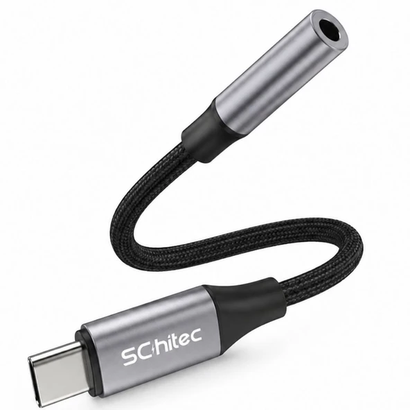 SChitec Type-C to 3.5mm Aux Dönüştürücü Adaptör HiFi Stereo Ses 10cm Siyah HG/AXT-02 ürün görseli 1