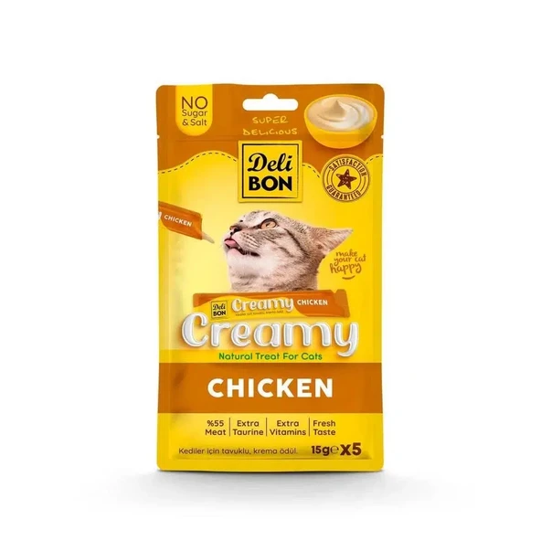 Delibon Creamy Kedi Ödül Maması Tavuklu 5*15 G ürün görseli 1