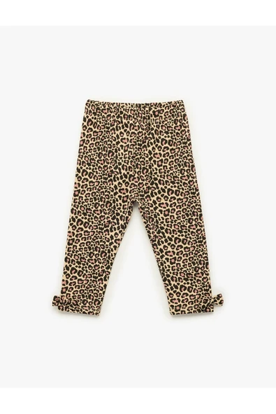 Koton Kız Bebek Leopar Desenli Fiyonklu Pamuklu Uzun Şardonlu Tayt ürün görseli 1