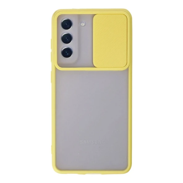 Samsung Galaxy S21 Fe Kılıf Palm Buzlu Kamera Sürgülü Silikon - Sarı ürün görseli 1