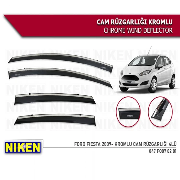 CAM RÜZGARLIĞI NİKEN KROMLU FORD FİESTA 2009 SONRASI  4LÜ ürün görseli 1