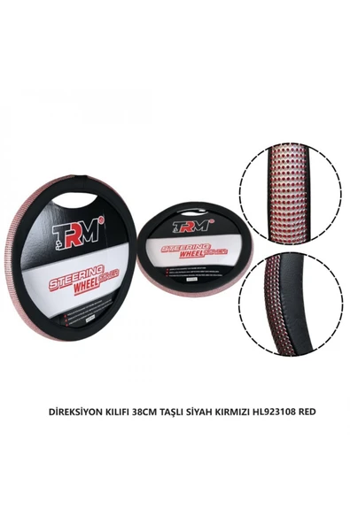 DİREKSİYON KILIFI 38CM TAŞLI SİYAH KIRMIZI HL923108 RED ürün görseli 1