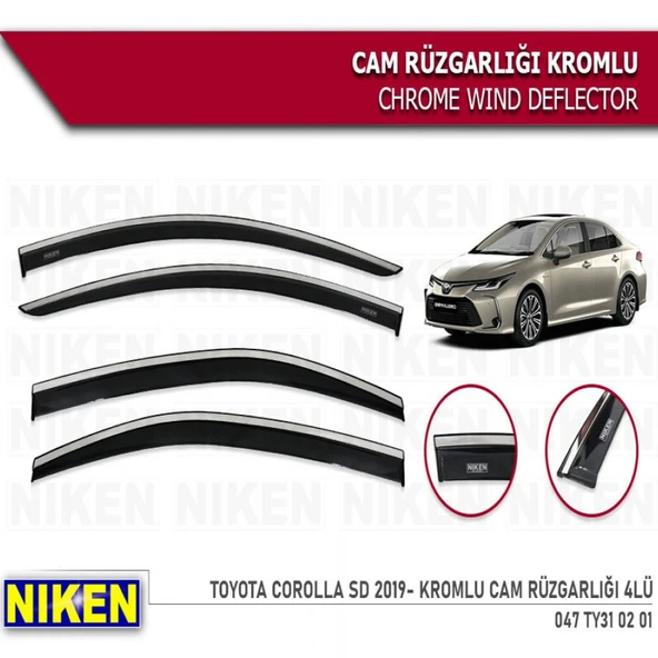CAM RÜZGARLIĞI NİKEN KROMLU TOYOTA COROLLA SD 2019 SONRASI  4LÜ ürün görseli 1