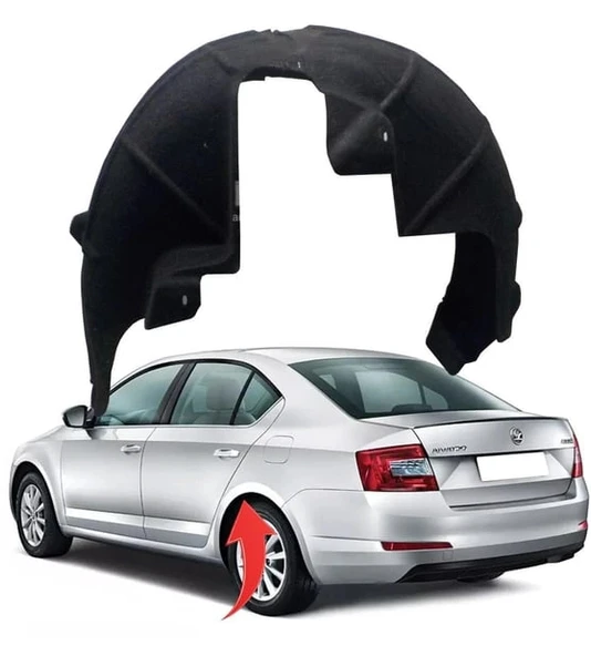 Skoda Octavia 2013-2019 Sol Arka Çamurluk Davlumbazı Halı 5E0810969A ürün görseli 1