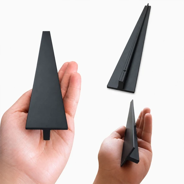 Özen Düz Mat Siyah Çekmece Kulp 768 mm Modern Dolap Kapak Kulpu Metal Mobilya Kulbu ürün görseli 1