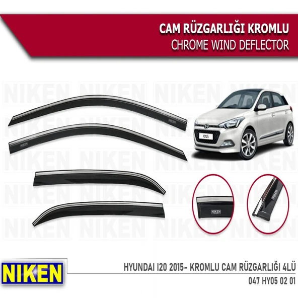 CAM RÜZGARLIĞI NİKEN KROMLU HYUNDAİ İ20 2015-2020 4LÜ ürün görseli 1