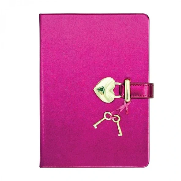 Hush Hush Kilitli Metalik Defter Kutulu 80 Gr 160 Yp Çiz.Koyu Pembe ürün görseli 1