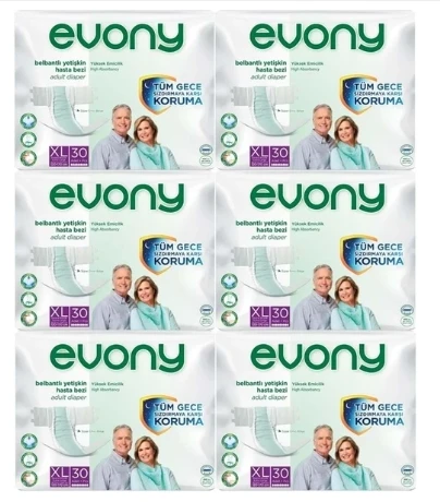 Evony Yetişkin Bezi Bel Bantlı Tekstil Yüzey Ekstra Büyük (XL) 180 Adet ürün görseli 1