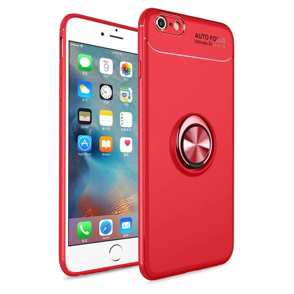 Apple İphone 6 Kılıf Range Yüzüklü Silikon - Kırmızı ürün görseli 1
