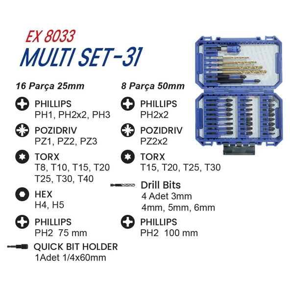 EXEN EX 8033 Multi Set-31 Parça Bits Uç Seti - Resim 2