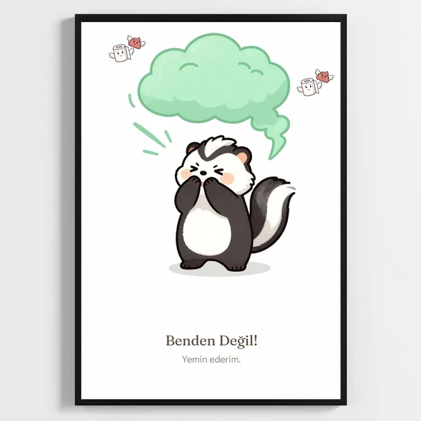 Besay Masum Kokarca | Eğlenceli Banyo ve Tuvalet Duvar Dekorasyonu | Benden Değil Yazılı Komik Hayvan Poster Tablo | A4 Tekli Ç ürün görseli 1