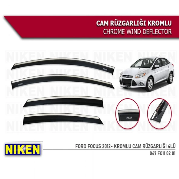CAM RÜZGARLIĞI NİKEN KROMLU FORD FOCUS 3 2012-2019 4LÜ ürün görseli 1