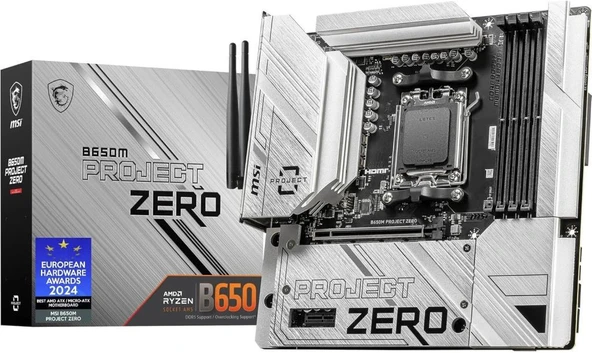 MSI B650M Project Zero AM5 Soket DDR5 7600(OC) MHz mATX Anakart Teşhir ürün görseli 1