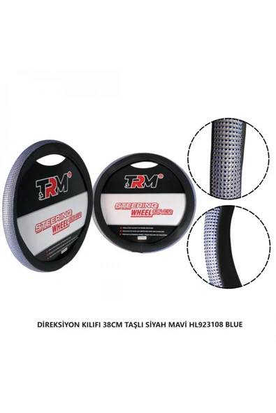 DİREKSİYON KILIFI 38CM TAŞLI SİYAH MAVİ HL923108 BLUE ürün görseli 1