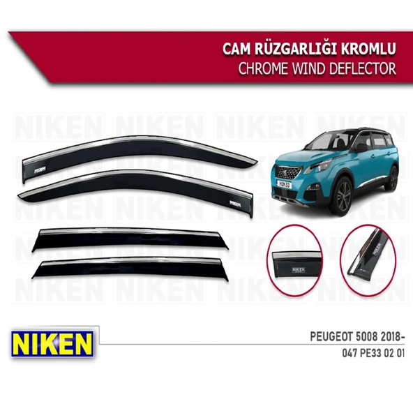 CAM RÜZGARLIĞI NİKEN KROMLU PEUGEOT 5008 2018 SONRASI  4LÜ ürün görseli 1