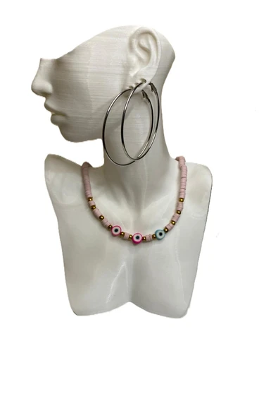 PEMBE FİMO KOLYE - Resim 3