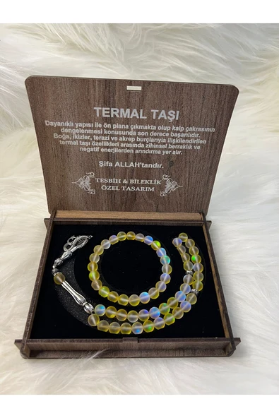 TERMAL TAŞI TESBİH & BİLEKLİK SETİ ÖZEL TASARIM SARI ürün görseli 1