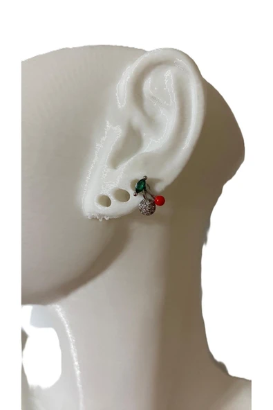 TAŞLI KİRAZ TASARIM TRAGUS HELİX PEARSİNG KIKIRDAK KÜPE ürün görseli 1