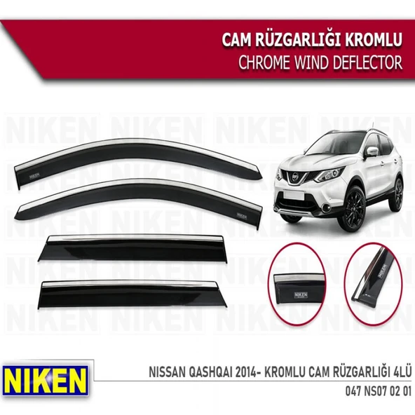 NİKEN KROMLU CAM RÜZGARLIĞI NİSSAN QASHQAİ 2014 SONRASI 4LÜ ürün görseli 1