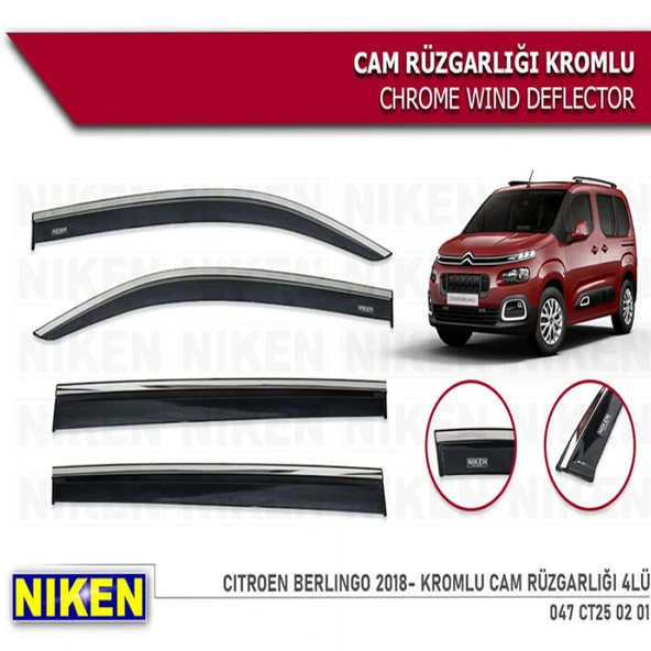 CAM RÜZGARLIĞI NİKEN KROMLU CİTROEN BERLİNGO 2018 SONRASI RIFTER 4LÜ ürün görseli 1