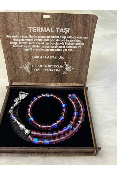 TERMAL TAŞI TESBİH & BİLEKLİK SETİ ÖZEL TASARIM KIRMIZI ürün görseli 1