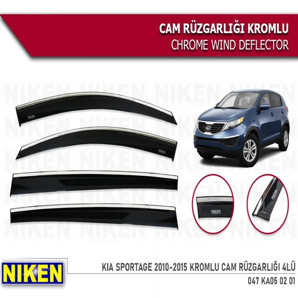 CAM RÜZGARLIĞI NİKEN KROMLU KİA SPORTAGE 2010-2015 4LÜ ürün görseli 1
