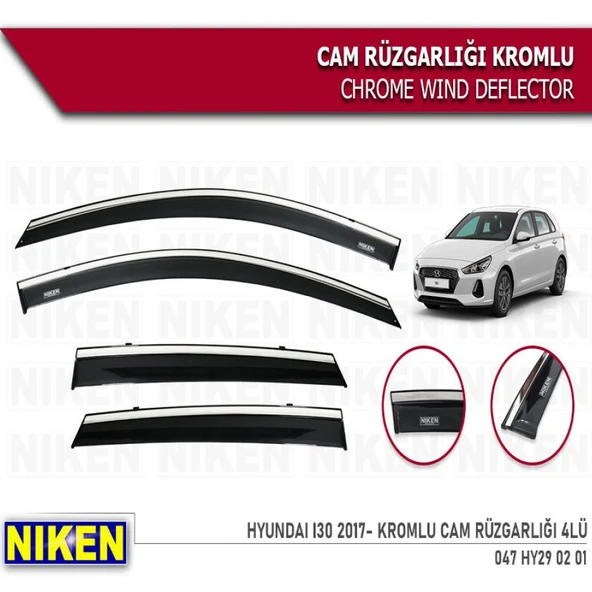 CAM RÜZGARLIĞI NİKEN KROMLU HYUNDAİ İ30 2017 SONRASI 4LÜ ürün görseli 1