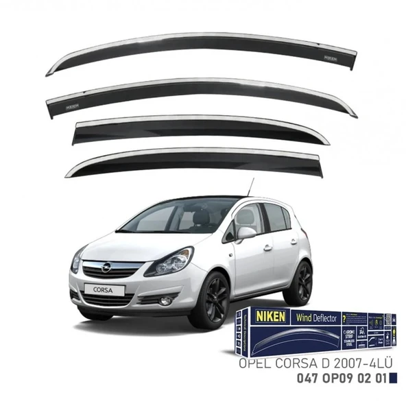 CAM RÜZGARLIĞI NİKEN KROMLU OPEL CORSA D 2007 SONRASI 4LÜ ürün görseli 1