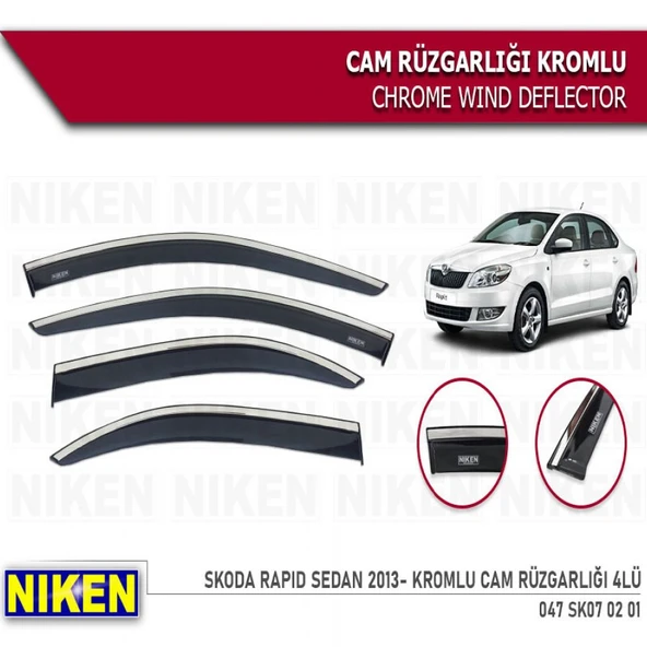 CAM RÜZGARLIĞI NİKEN KROMLU SKODA RAPİD SD 2013 SONRASI 4LÜ ürün görseli 1