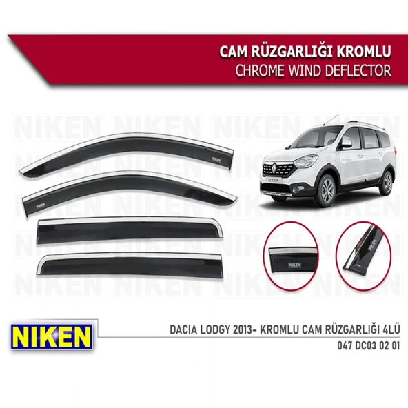CAM RÜZGARLIĞI NİKEN KROMLU DACİA LODGY 2013 SONRASI 4LÜ ürün görseli 1