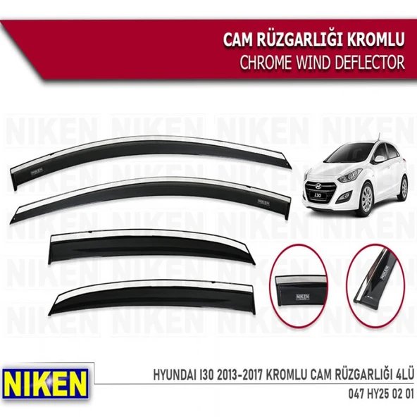 CAM RÜZGARLIĞI NİKEN KROMLU HYUNDAİ İ30 2013-2017 4LÜ ürün görseli 1