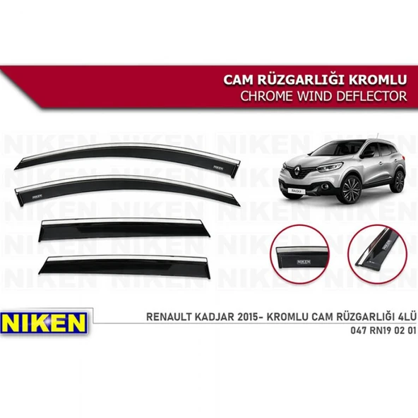 CAM RÜZGARLIĞI NİKEN KROMLU RENAULT KADJAR 2015 SONRASI 4LÜ ürün görseli 1