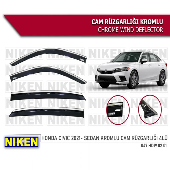 CAM RÜZGARLIĞI NİKEN KROMLU HONDA CİVİC 2021 SONRASI 4LÜ ürün görseli 1