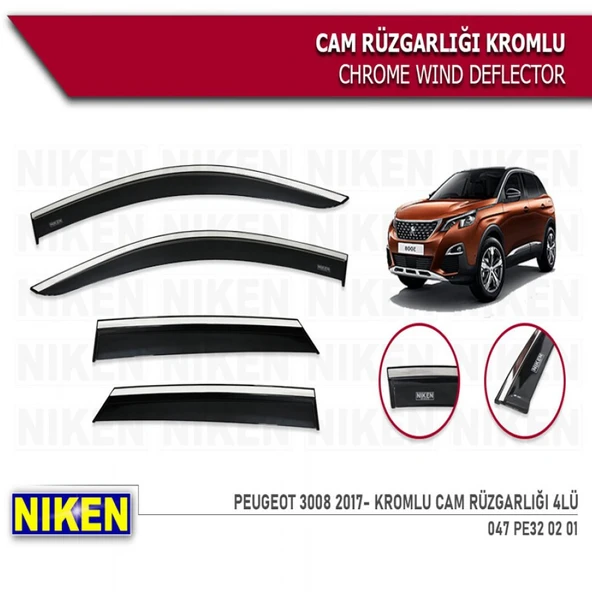 NİKEN KROMLU CAM RÜZGARLIĞI 2017 SONRASI PEUGEOT 3008 4LÜ ürün görseli 1