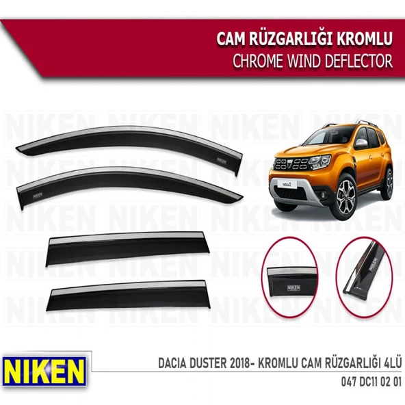 CAM RÜZGARLIĞI NİKEN KROMLU DACİA DUSTER 2018-2024 4LÜ ürün görseli 1