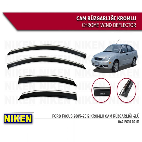 CAM RÜZGARLIĞI NİKEN KROMLU FORD FOCUS 2 2005-2012 4LÜ ürün görseli 1