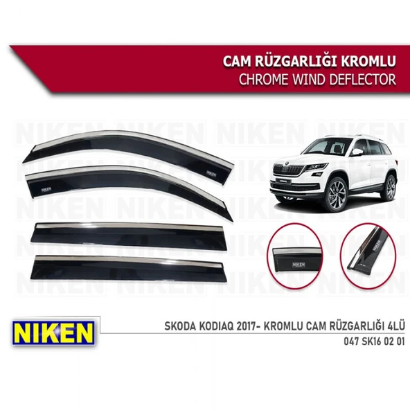 CAM RÜZGARLIĞI NİKEN KROMLU SKODA KODİAQ 2017 SONRASI 4LÜ ürün görseli 1