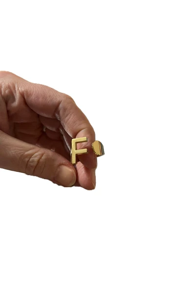 HARFLİ AYARLANABİLİR GOLD RENK ÇELİK YÜZÜK F HARFİ ürün görseli 1