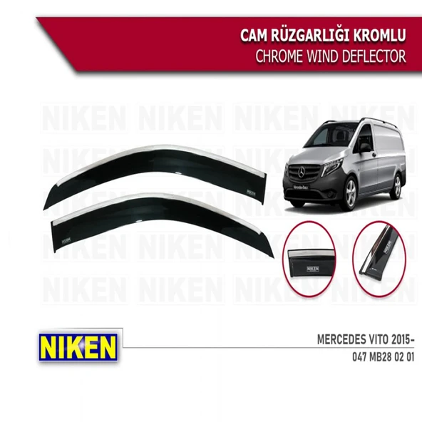 CAM RÜZGARLIĞI NİKEN KROMLU MERCEDES VİTO 2015 SONRASI 2Lİ ürün görseli 1