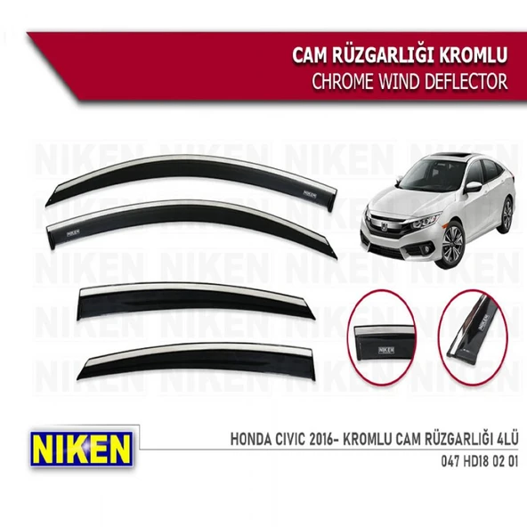 CAM RÜZGARLIĞI NİKEN KROMLU HONDA CİVİC 2016 SONRASI 4LÜ ürün görseli 1