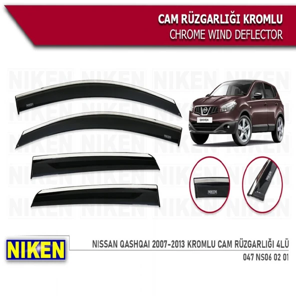 CAM RÜZGARLIĞI NİKEN KROMLU NİSSAN QASHQAİ 2007-2013 4LÜ ürün görseli 1