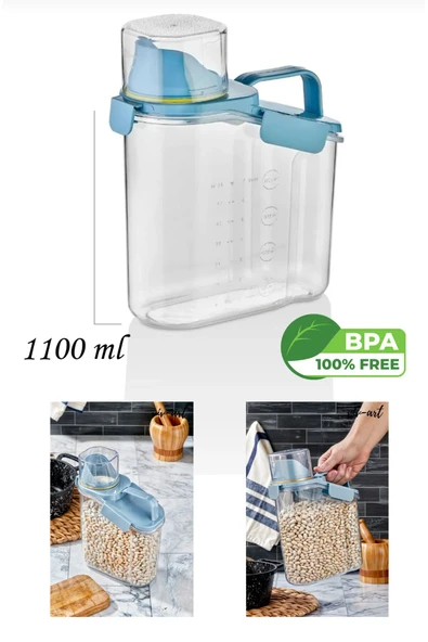 1.100ml  Kapaklı Sızdırmaz Erzak Kabı mavi ürün görseli 1