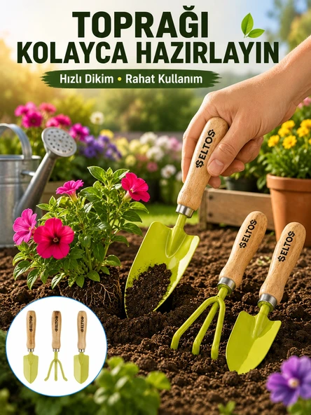 Bahçe El Aletleri Seti Toprak Düzenleme ve Dikim Aparatı ürün görseli 1